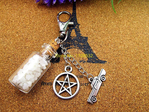 Supernatural Angel Wing Pentagram And Salt Bottle Key Chain (Free Shipping) - Keychain - Supernatural-Sickness - 3