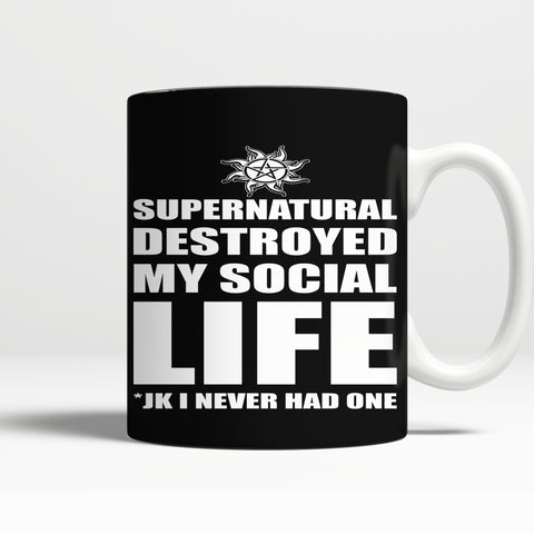 Supernatural Destroyed My Social Life - Mug - Drinkwear - Supernatural-Sickness - 1