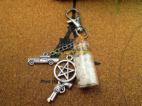 Supernatural Angel Wing Pentagram And Salt Bottle Key Chain (Free Shipping) - Keychain - Supernatural-Sickness - 2