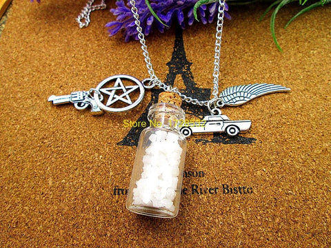 Supernatural Dean's Amulet And Salt Bottle Necklace (Free Shipping) - Necklace - Supernatural-Sickness - 1