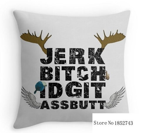 Supernatural Jerk Bitch Idgit Assbutt Pillow Cover - Pillow Case - Supernatural-Sickness - 1