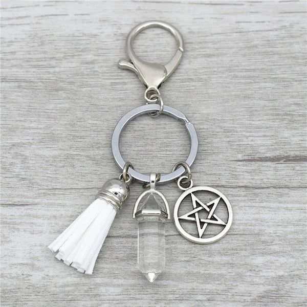 Silver Pentagram Keychain