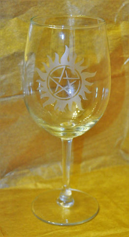 Supernatural Etched Wine Glass - Wine Glass - Supernatural-Sickness - 1